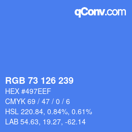 颜色代码: RGB 73 126 239 | qconv.com