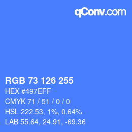 Color code: RGB 73 126 255 | qconv.com