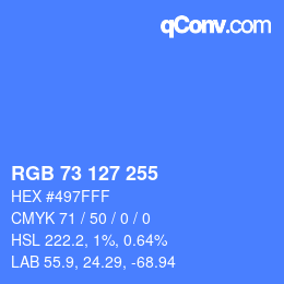 Color code: RGB 73 127 255 | qconv.com