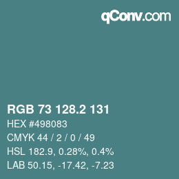 カラーコード: RGB 73 128.2 131 | qconv.com