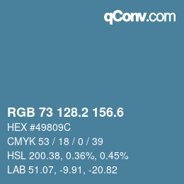 カラーコード: RGB 73 128.2 156.6 | qconv.com