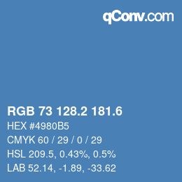 カラーコード: RGB 73 128.2 181.6 | qconv.com