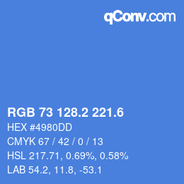 カラーコード: RGB 73 128.2 221.6 | qconv.com