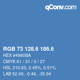 カラーコード: RGB 73 128.6 186.6 | qconv.com