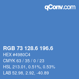 カラーコード: RGB 73 128.6 196.6 | qconv.com