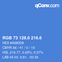 カラーコード: RGB 73 128.6 216.6 | qconv.com