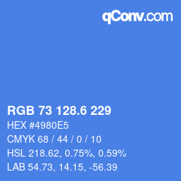 カラーコード: RGB 73 128.6 229 | qconv.com