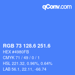 カラーコード: RGB 73 128.6 251.6 | qconv.com