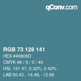 Color code: RGB 73 128 141 | qconv.com
