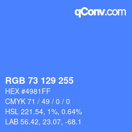 Color code: RGB 73 129 255 | qconv.com