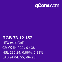 Color code: RGB 73 12 157 | qconv.com