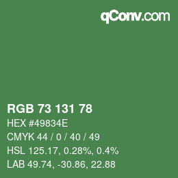 カラーコード: RGB 73 131 78 | qconv.com