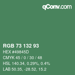 Color code: RGB 73 132 93 | qconv.com