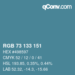 Color code: RGB 73 133 151 | qconv.com