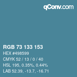 Color code: RGB 73 133 153 | qconv.com