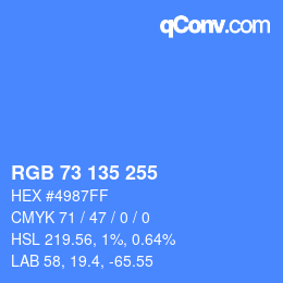 Color code: RGB 73 135 255 | qconv.com