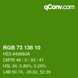 Color code: RGB 73 136 10 | qconv.com