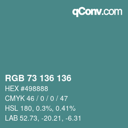 Código de color: RGB 73 136 136 | qconv.com