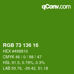 Color code: RGB 73 136 16 | qconv.com