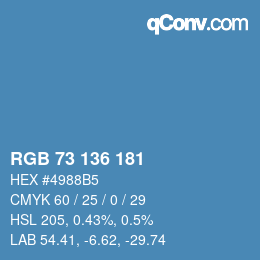 Color code: RGB 73 136 181 | qconv.com