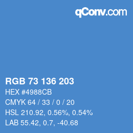 Color code: RGB 73 136 203 | qconv.com