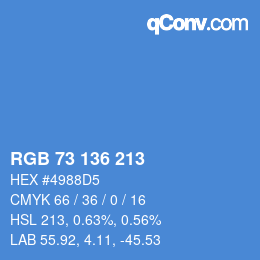 Color code: RGB 73 136 213 | qconv.com