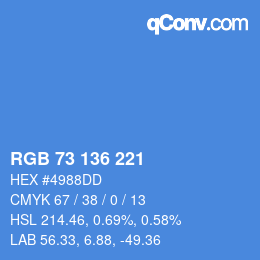Color code: RGB 73 136 221 | qconv.com