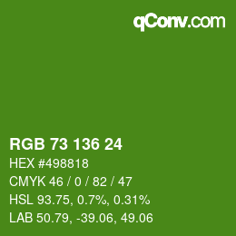 Color code: RGB 73 136 24 | qconv.com