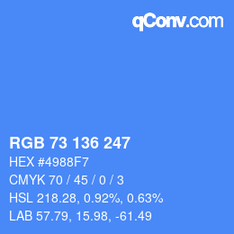 Color code: RGB 73 136 247 | qconv.com