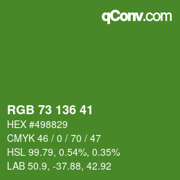 Color code: RGB 73 136 41 | qconv.com