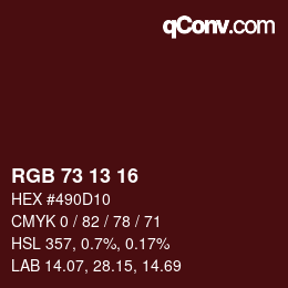 Color code: RGB 73 13 16 | qconv.com