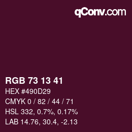 Color code: RGB 73 13 41 | qconv.com