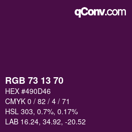 Color code: RGB 73 13 70 | qconv.com