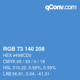 Color code: RGB 73 140 208 | qconv.com