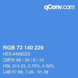 Color code: RGB 73 140 229 | qconv.com