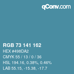 Color code: RGB 73 141 162 | qconv.com