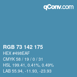 颜色代码: RGB 73 142 175 | qconv.com