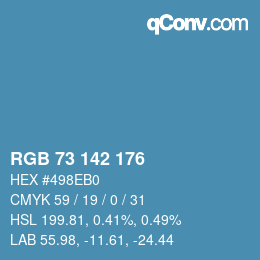 颜色代码: RGB 73 142 176 | qconv.com
