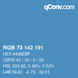Color code: RGB 73 142 191 | qconv.com