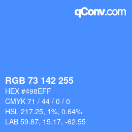 Color code: RGB 73 142 255 | qconv.com