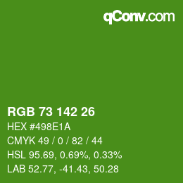 Color code: RGB 73 142 26 | qconv.com