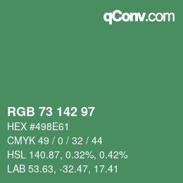 Color code: RGB 73 142 97 | qconv.com