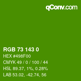 颜色代码: RGB 73 143 0 | qconv.com