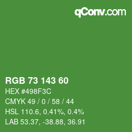 カラーコード: RGB 73 143 60 | qconv.com