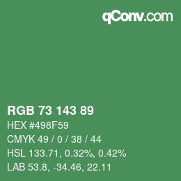 カラーコード: RGB 73 143 89 | qconv.com