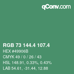 カラーコード: RGB 73 144.4 107.4 | qconv.com
