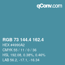 カラーコード: RGB 73 144.4 162.4 | qconv.com