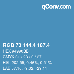 カラーコード: RGB 73 144.4 187.4 | qconv.com
