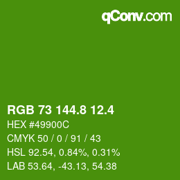 カラーコード: RGB 73 144.8 12.4 | qconv.com