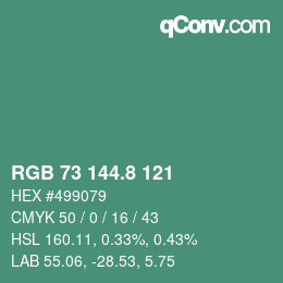 Color code: RGB 73 144.8 121 | qconv.com